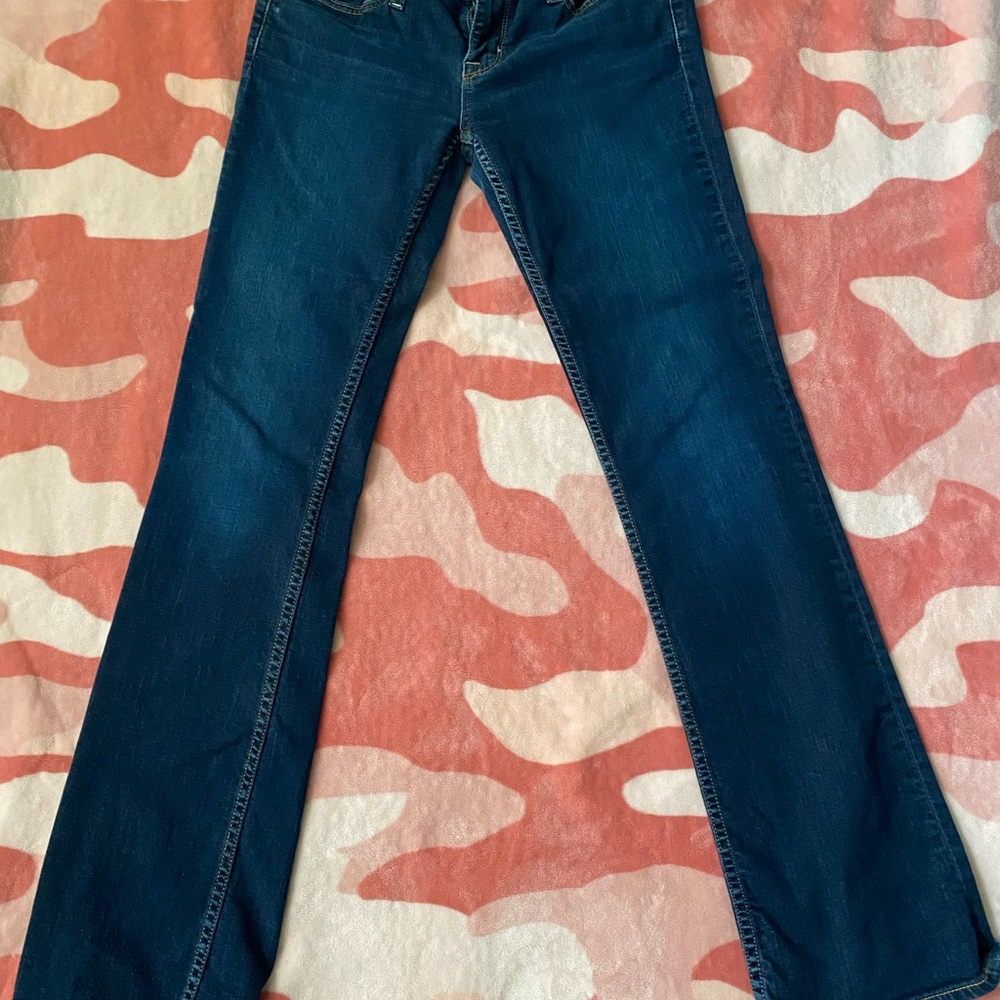 Blue Flare Wide Leg Jeans with Subtle Flare